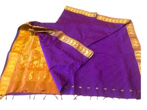 Purple Saree with Gold Border