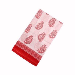 Red &amp; White Paisley Saree