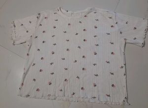 Floral Print White Top