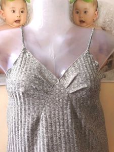 Gray Ribbed Knit Cami Top
