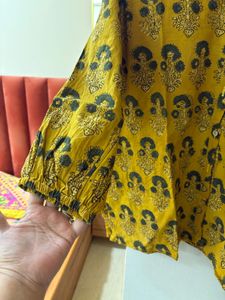 cotton blockPrinted Mustard Shirt