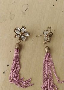 Flower &amp; Chain Tassel Earrings