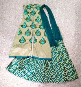 3 Piece Set, Kurti With Skirt And Dupatta