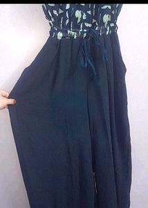 Patterned Navy Jumpsuit