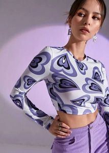 Heart Print Crop Top
