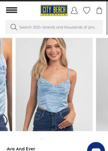 Light Blue Satin Corset Top