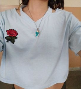Cotton Embroidery Rose Short Sleeve