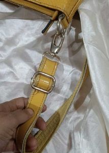 Yellow Snake Print Satchel