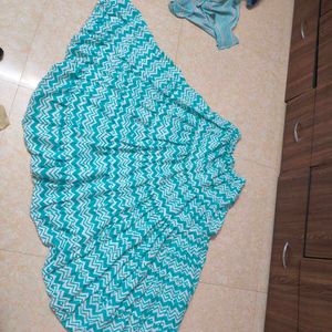 Teal &amp; White Chevron Tiered Maxi Skirt