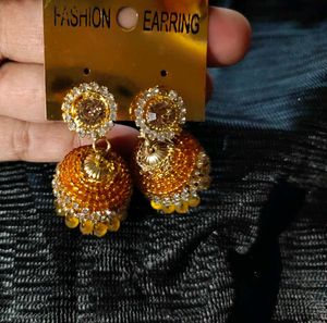 Gold Jhumka Earrings
