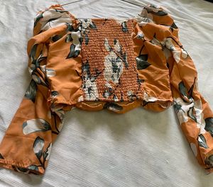 Floral Print Ruched Crop Top