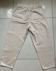 H&amp;M Beige High Waist Pull-On Mom Pants