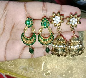 Jhumka & Earrings Combo 🖤