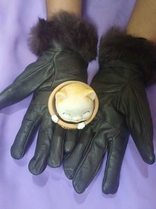 Leather Gloves with Fur Cuff