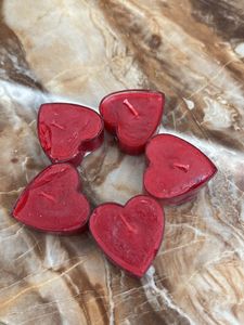 Red Heart Tealight Candles (Set of 5)