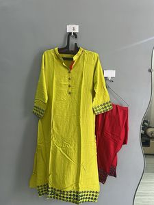 Yellow Embroidered Kurta Set (XXL)
