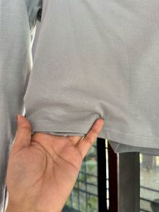 H&amp;M Sqaure Neck Fitted Light Grey Top/Size-S