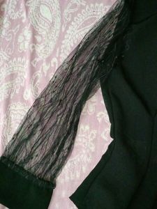 Black Peplum Blouse Lace Sleeves