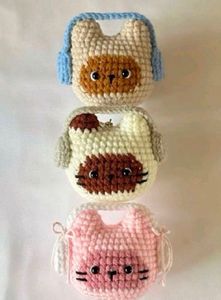 Crochet Kitty With Headphones Keychain!!