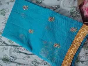 Sky Blue Cotton Saree
