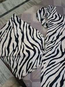 Zebra Print Suit With Patch Work Dupatta N Plazzo