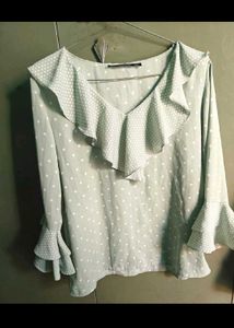 Cute Polka Dot Ruffle Top