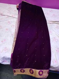 Embroidered Velvet Purple Lehenga Saare