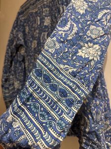 Blue Floral Long Sleeve Top