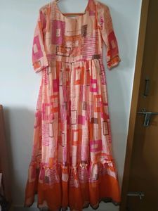 Orange Patterned Maxi Dress