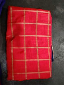pink Checked Saree Fabric