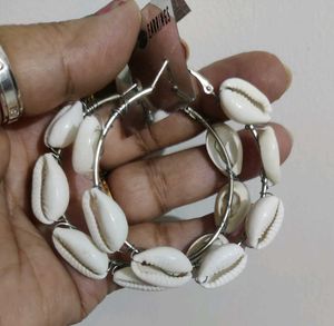 Cowrie Shell Hoop Earrings (New But No Price Tag)