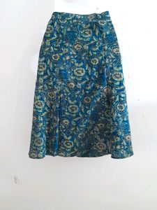 Navy Blue Printed Wrap Around Skirt(Women)