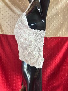 Dainty White Lace Floral Cami Crop Top