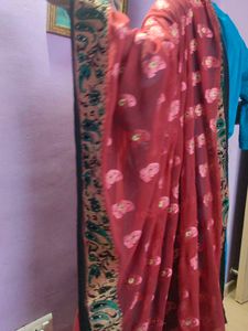 Rose Colour Saree with Blouse