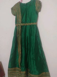 Women's Gown With Attached Dupatta And Waist Belt