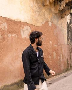 Black Dobby Handmade Resort Shirt By Akaar Taro