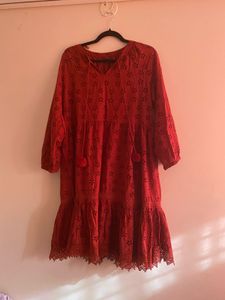 Rust Embroidered Dress