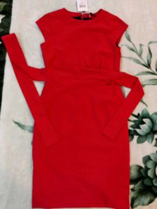 Chic Red Dress with Belt