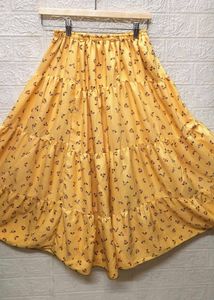 Floral Yellow Skirt 🌸 Free Size