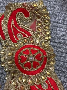 8 Piece Red And Golden patch Style Lace