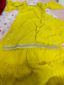Yellow Sequin Ghara Suit