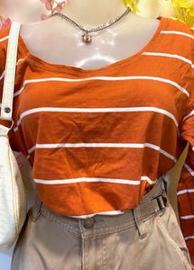 ✨Burnt Orange Stripes | Boatneck Aesthetic