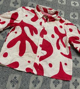 Red &amp; White Patterned Top For Women’s
