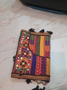 Black Boho Ethnic Embroidered Pouch