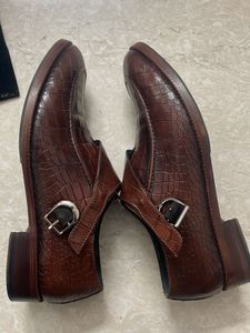 Escaro Royale Brown Leather Monk Strap Shoes