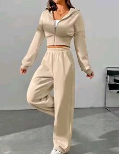 Trendy Khaki Casual Women's Zipper Front Hoodie An