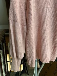 Pink Knit Sweater with Pearl Details