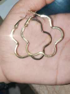 Gold Flower Hoop Earrings