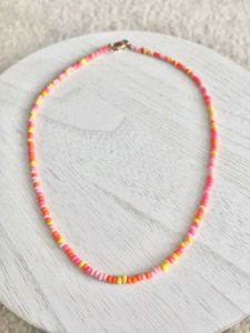Beaded Necklace - Orange, Red &amp; White❤️🧡