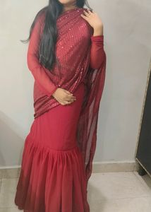 lehnga saree maroon